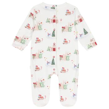 Baby Boys Ivory Christmas Babygrow, 1 Baby Boys Ivory Christmas Babygrow