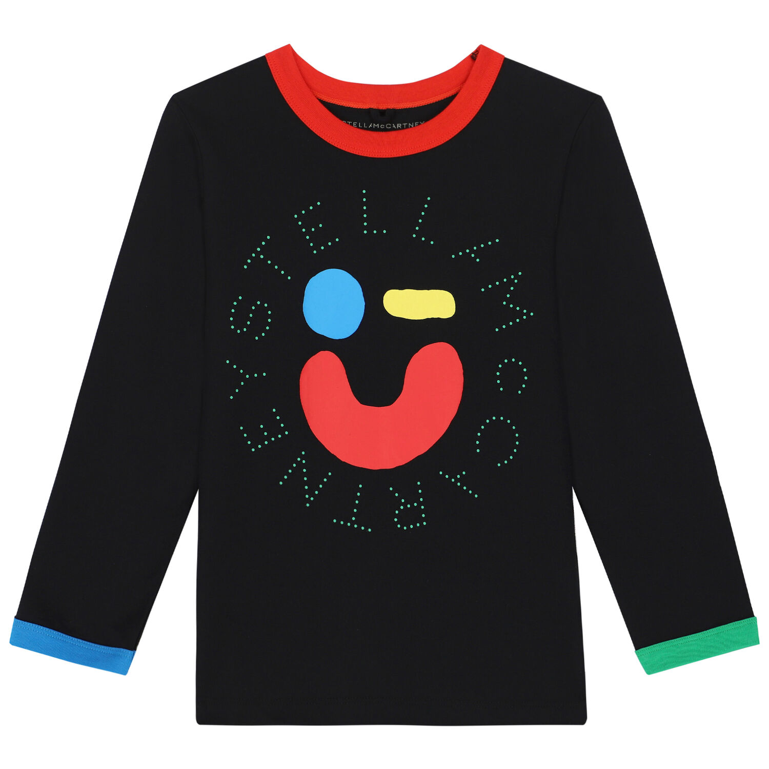 Boys Black Smile Long Sleeve Top, 1, hi-res