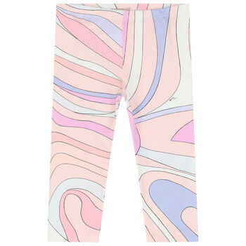 Younger Girls Pink Abstract Leggings