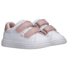 Girls White & Pink Logo Trainers, 1, hi-res