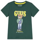 Boys Green Teddy Bear Logo T-Shirt, 1, hi-res