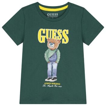 Boys Green Teddy Bear Logo T-Shirt