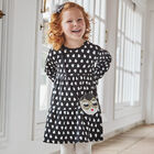 Girls Black Heart Dress & Bag Set, 2, hi-res