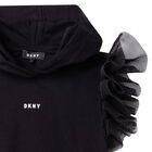 Girls Black Logo Hooded Dress, 1, hi-res