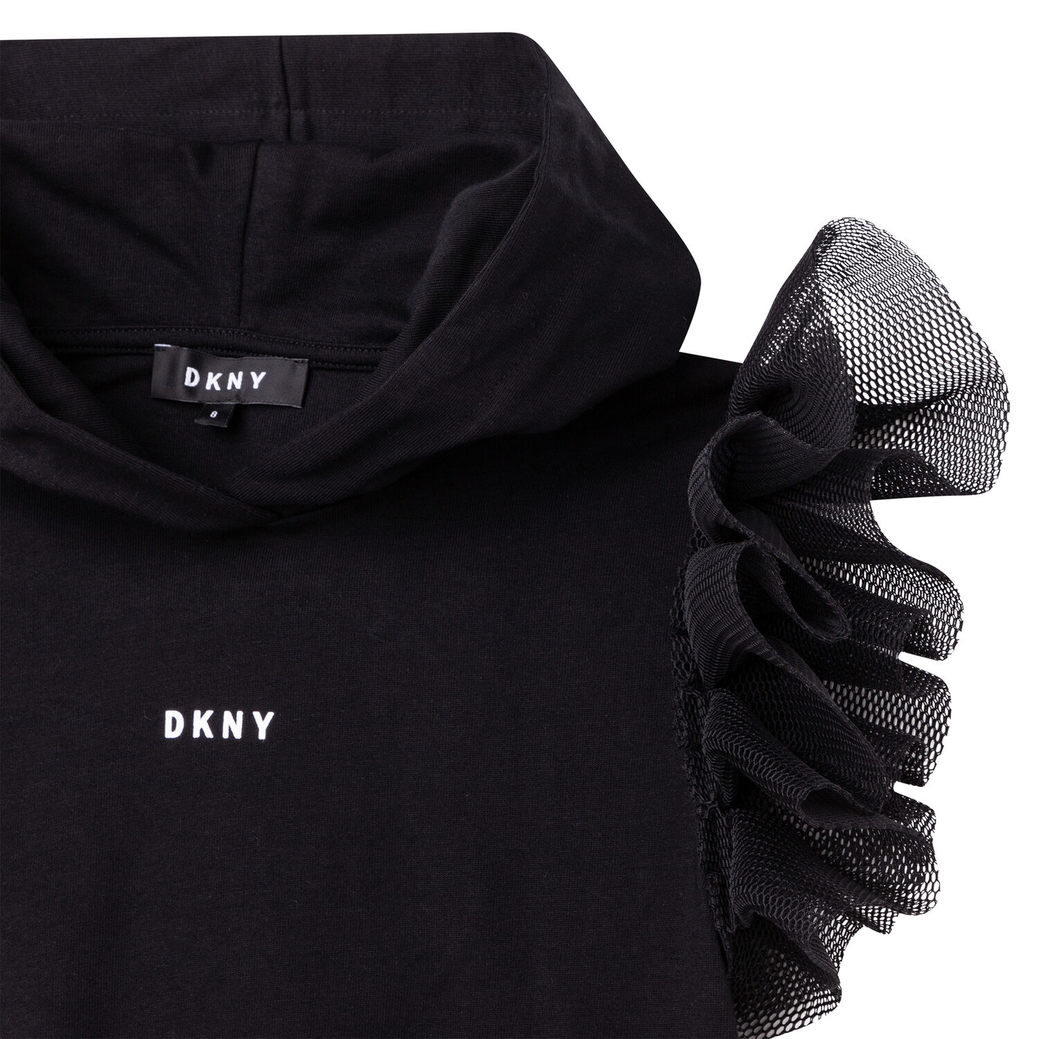 Girls Black Logo Hooded Dress, 1, hi-res image number null