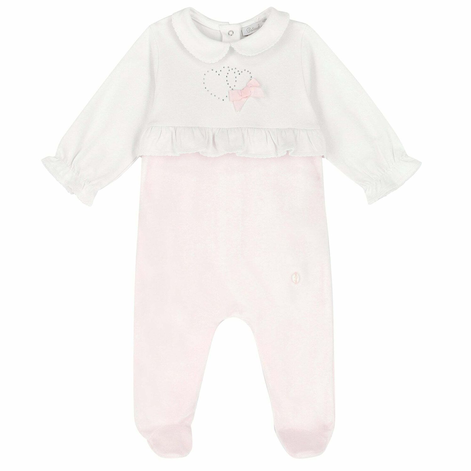Baby Girls White & Pink Babygrow, 1, hi-res