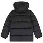 Boys Black Logo Padded Puffer Jacket, 1, hi-res