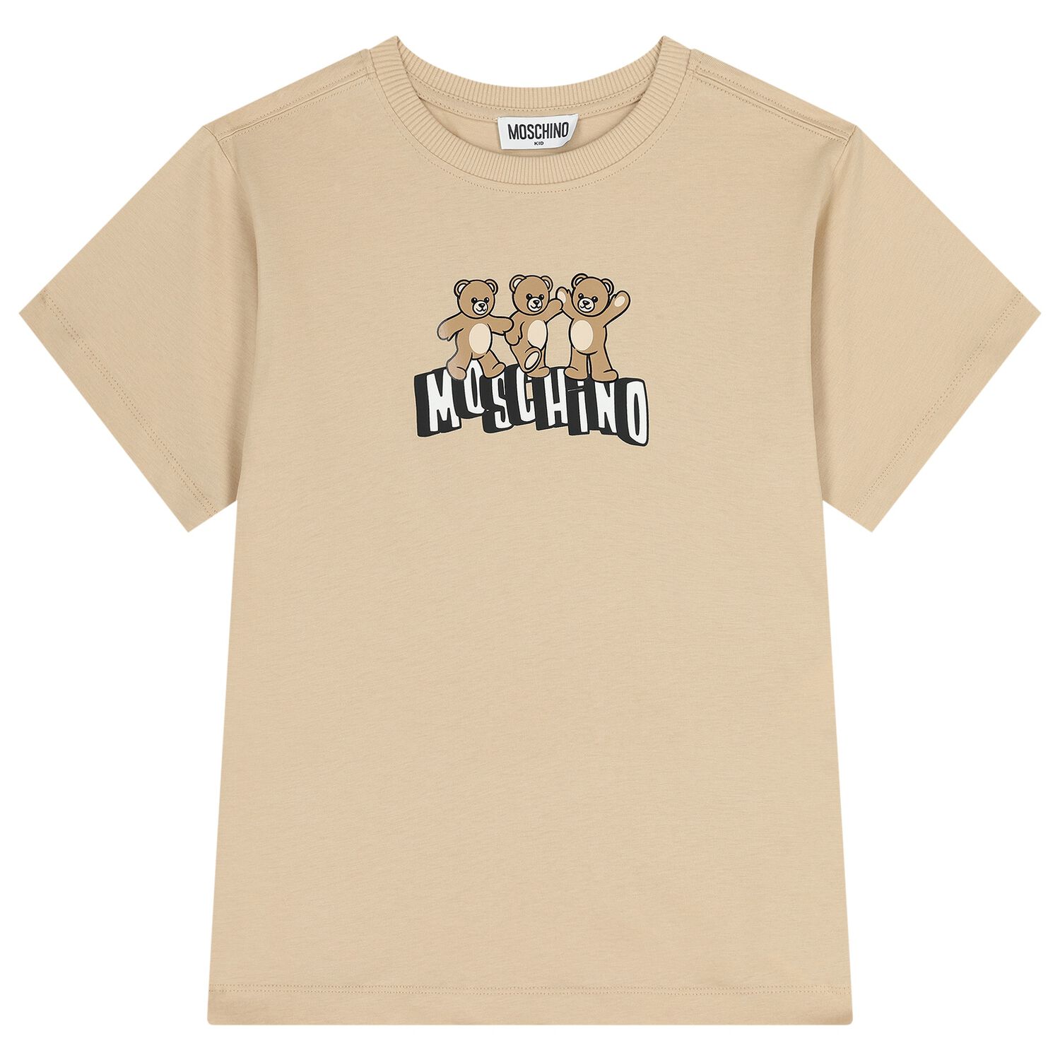 Boys Beige Teddy Bear Logo T-Shirt, 2, hi-res