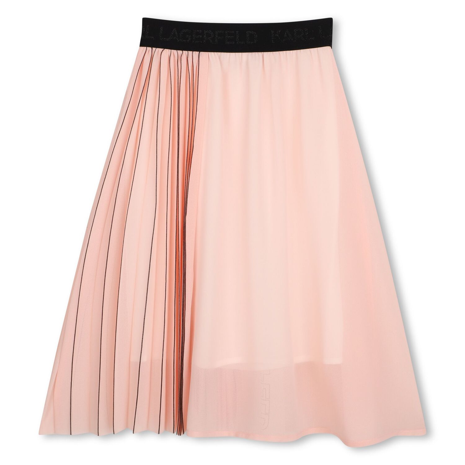 Girls Pink & Black Logo Pleated Skirt, 1, hi-res