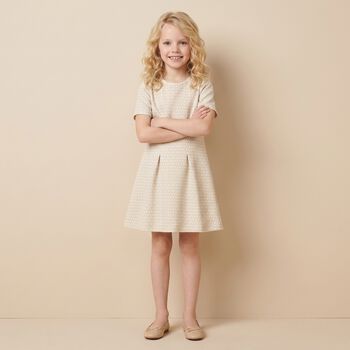Girls Beige Logo Dress