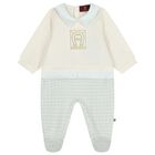 Baby Boys Ivory & Blue Logo Babygrow, 2, hi-res