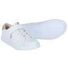 Girls White & Gold Logo Trainers, 1, hi-res