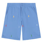 Boys Blue Logo Shorts, 1, hi-res
