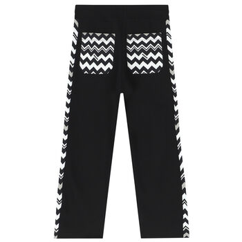 Boys Black Zigzag Logo Track Pants