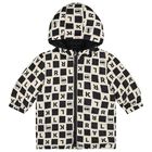 Younger Boys White & Black Ikonik Karl Reversible Puffer Jacket, 1, hi-res