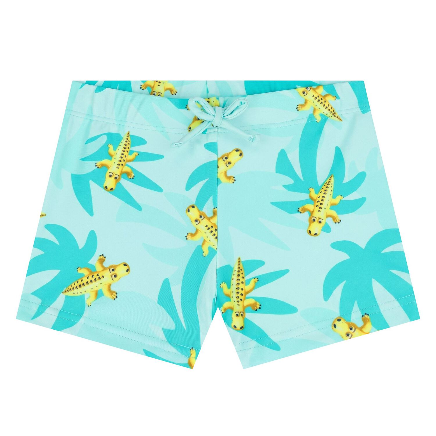 Younger Boys White & Green Crocodile Swim Shorts Set, 1, hi-res