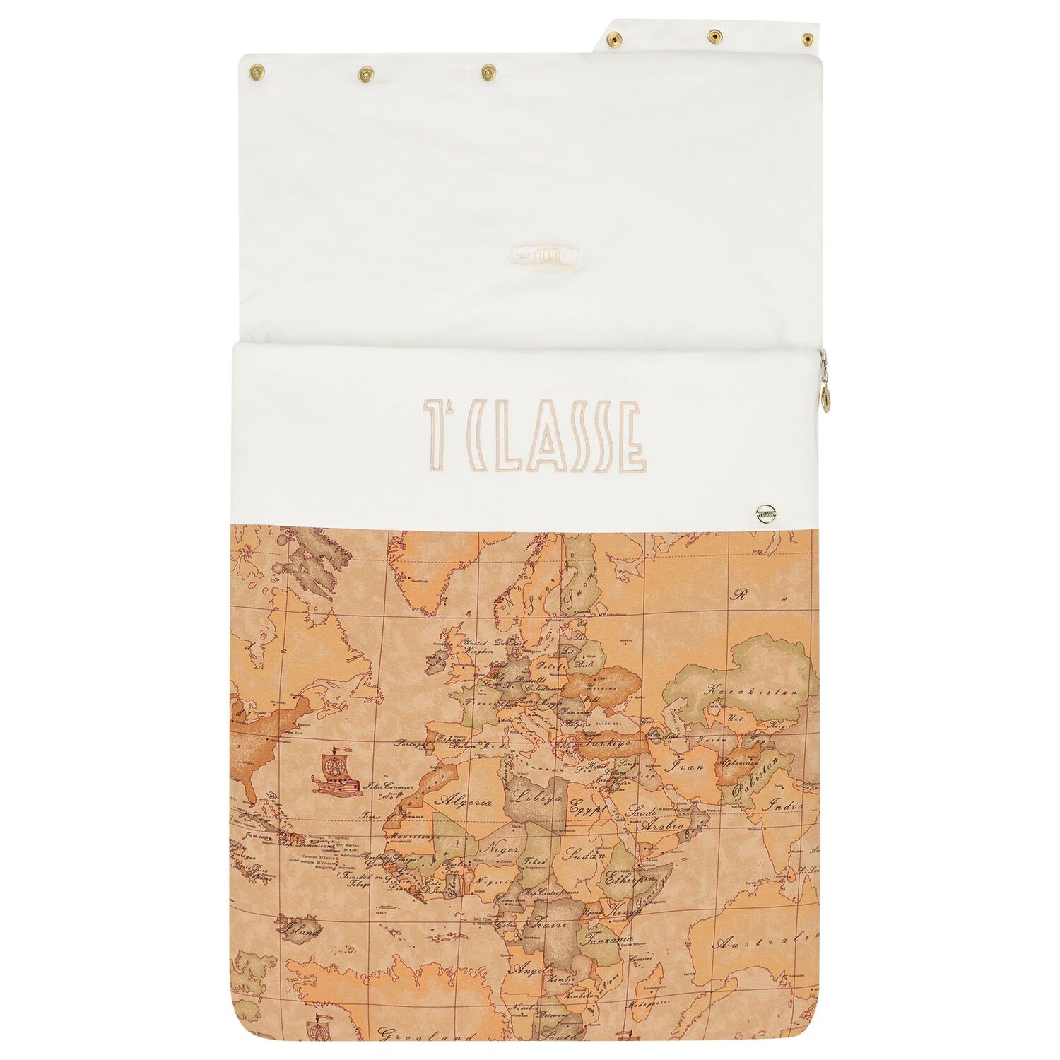 Beige & White Geo Map Baby Nest, 1, hi-res