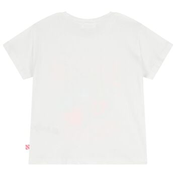 تيشيرت بنات بطبعة السماعة باللون الأبيض