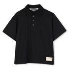 Boys Black Logo Polo Shirt, 1, hi-res