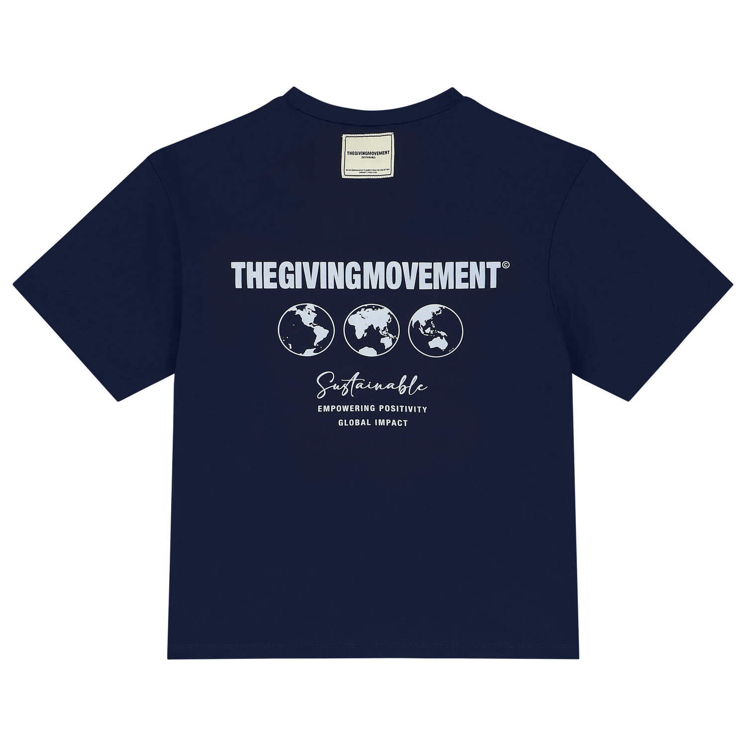 تيشيرت قصة واسعة بالشعار باللون الكحلى للأولاد والبنات, 1, hi-res