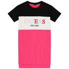 Girls Black, White & Pink Logo Dress, 1, hi-res