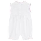 Baby Girls White Cottage Roses Romper, 1, hi-res