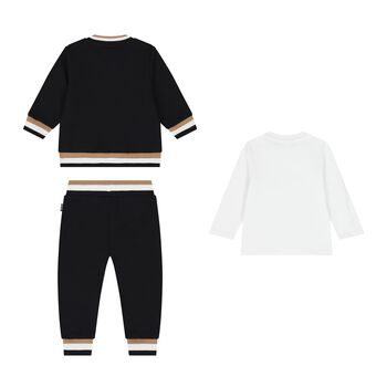 Baby Boys Black & White Logo Tracksuit Gift Set