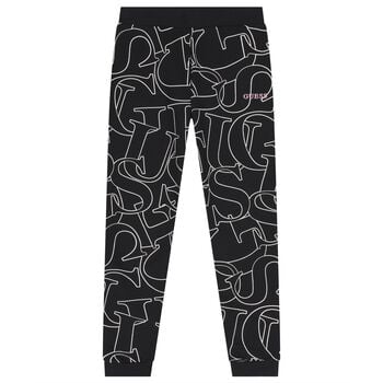بنطلون رياضي للبنات بالشعار باللون الأسود