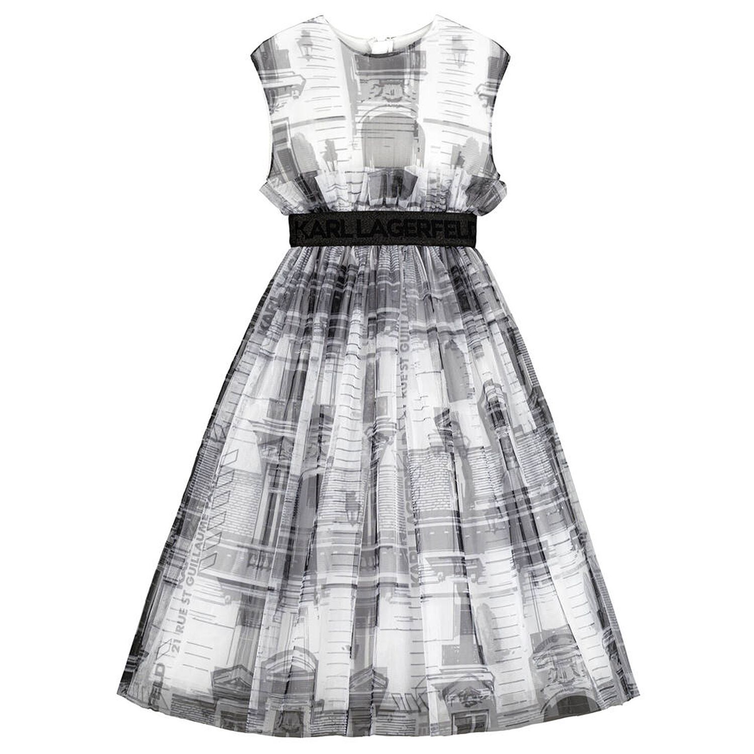 Girls White & Black Tulle Dress, 2, hi-res image number null