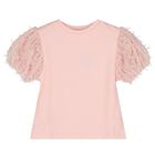 Girls Pink Tulle Blouse, 1, hi-res