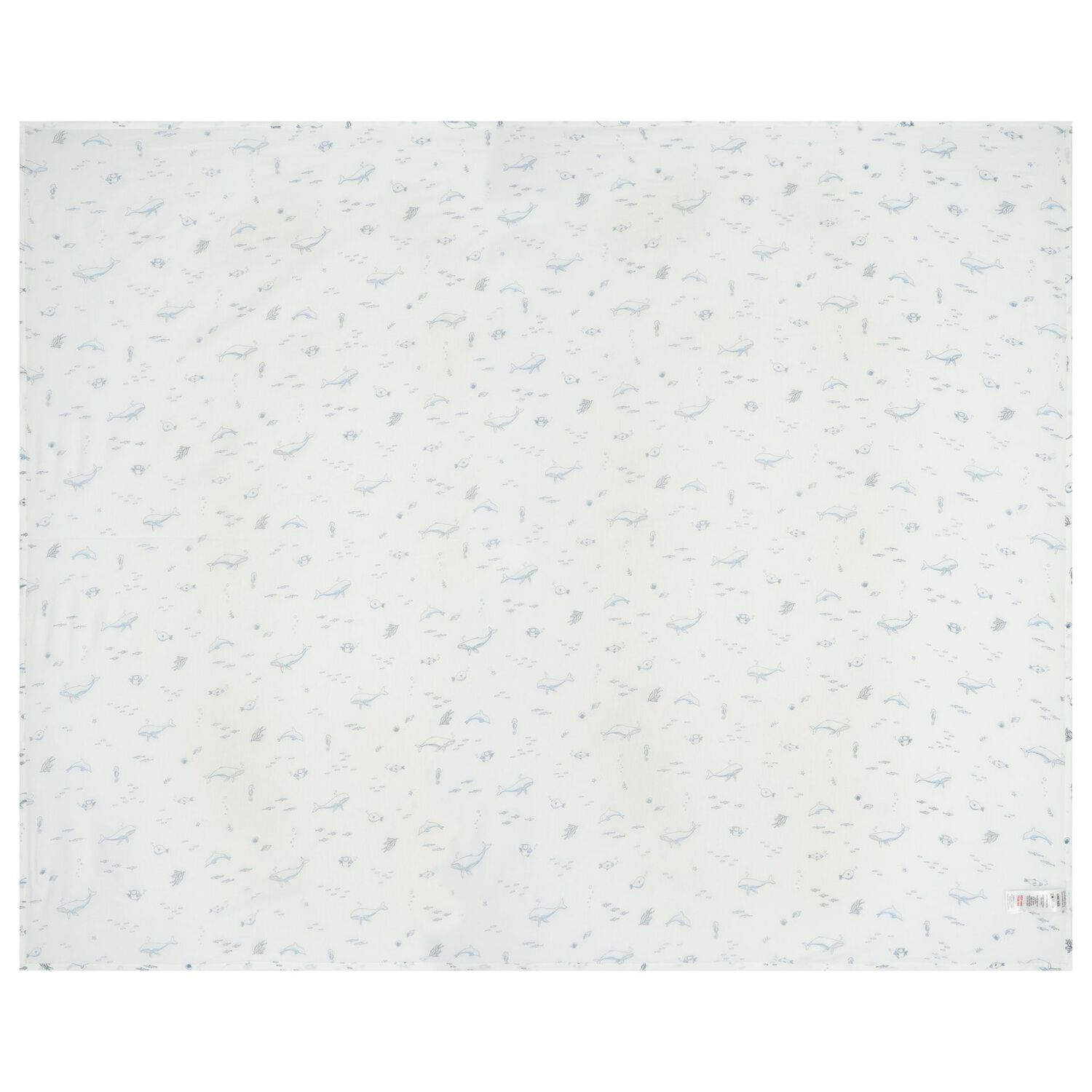 مناديل موسلين للأطفال الصغار باللونين الأبيض والأزرق برسومات حيوانات بحرية (عبوة من قطعتين), 1, hi-res image number null