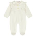 Baby Girls Ivory Logo Ruffled Babygrow, 1, hi-res