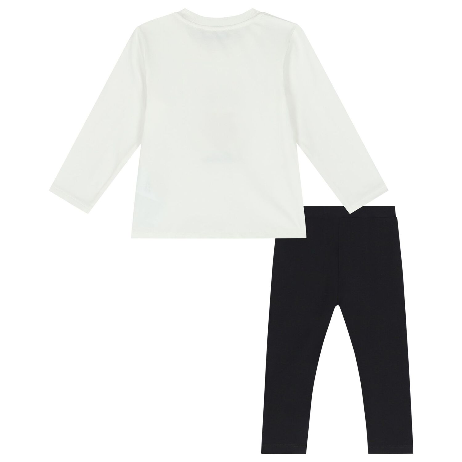 طقم ليغينز بنات بشعار تيدى والقلوب باللون العاجى والأسود, 1, hi-res