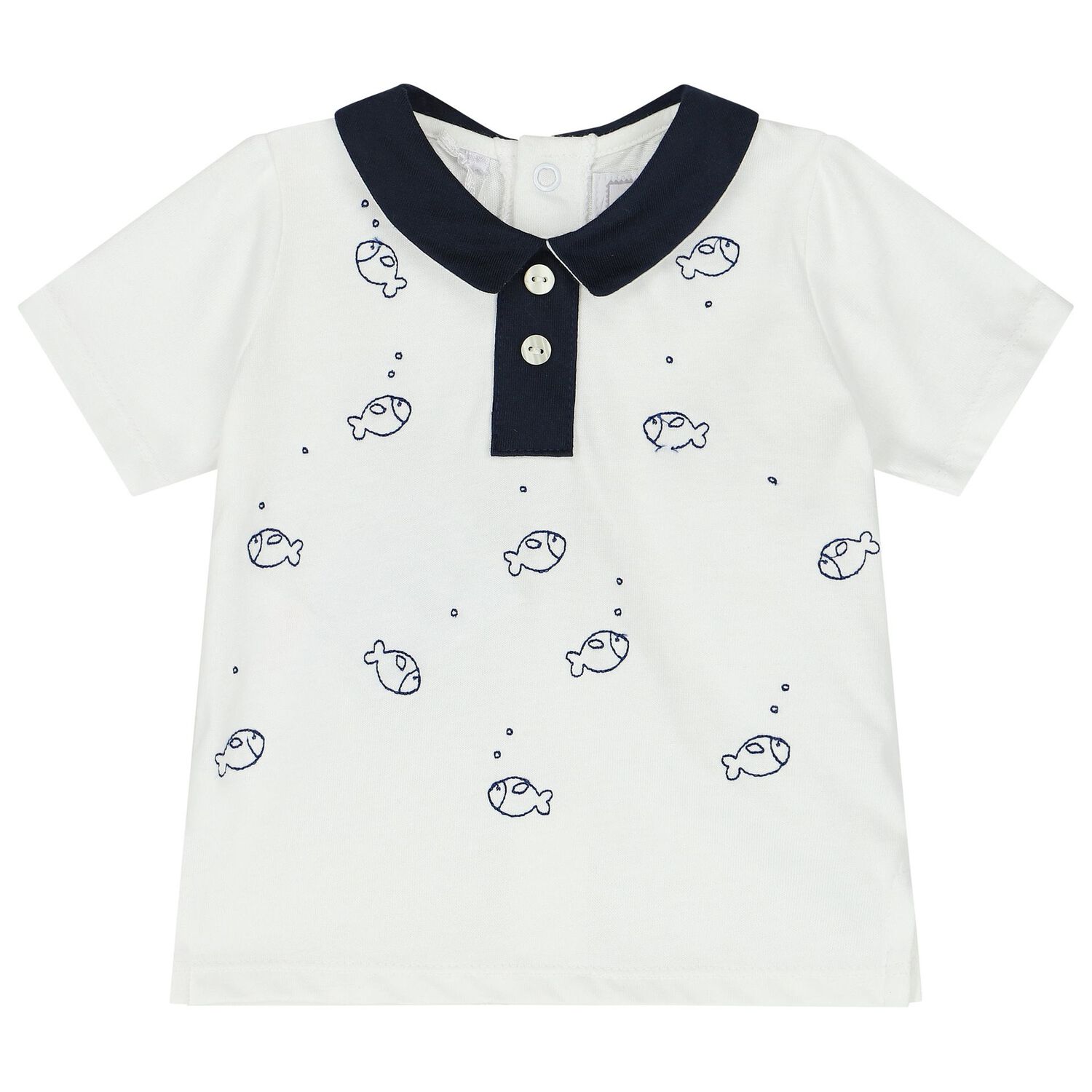 طقم شورت أولاد باللون الأبيض والكحلى, 1, hi-res