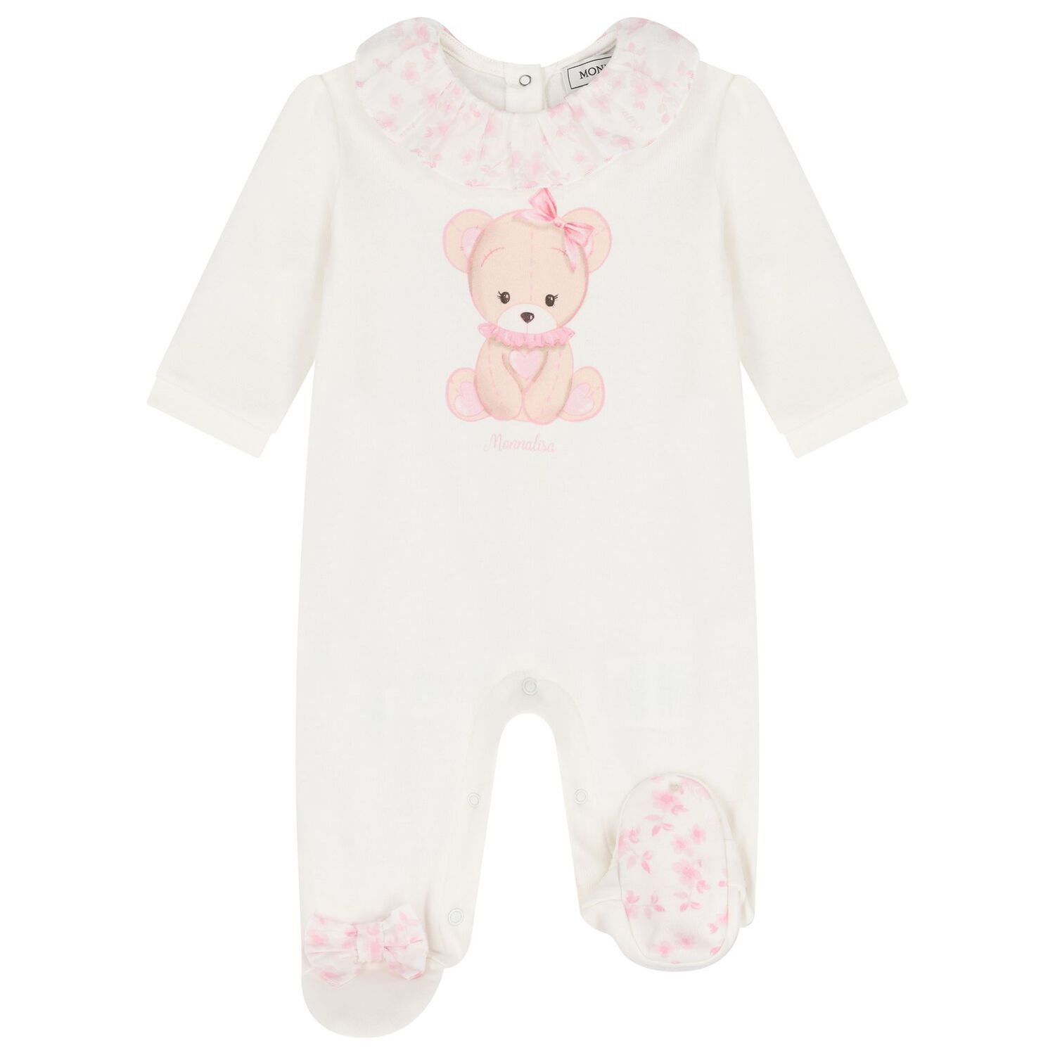Baby Ivory & Pink Teddy Bear Babygrow Gift Set, 1, hi-res image number null