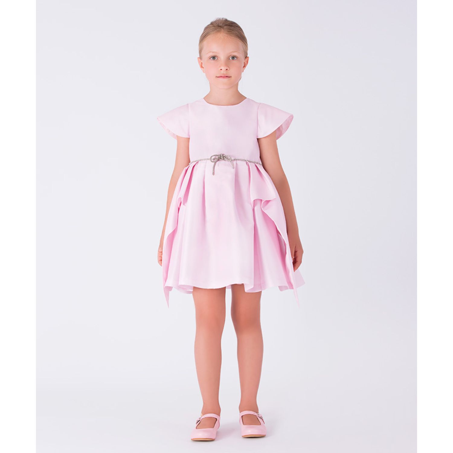 Girls Pink Embellished Satin Dress, 1, hi-res image number null