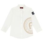 Boys White Logo Shirt, 1, hi-res
