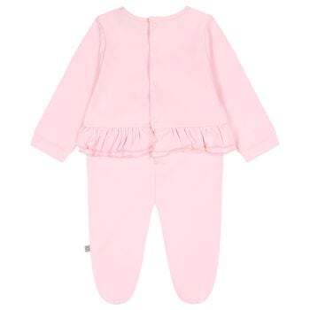 Baby Girls Pink & Gold Logo Babygrow