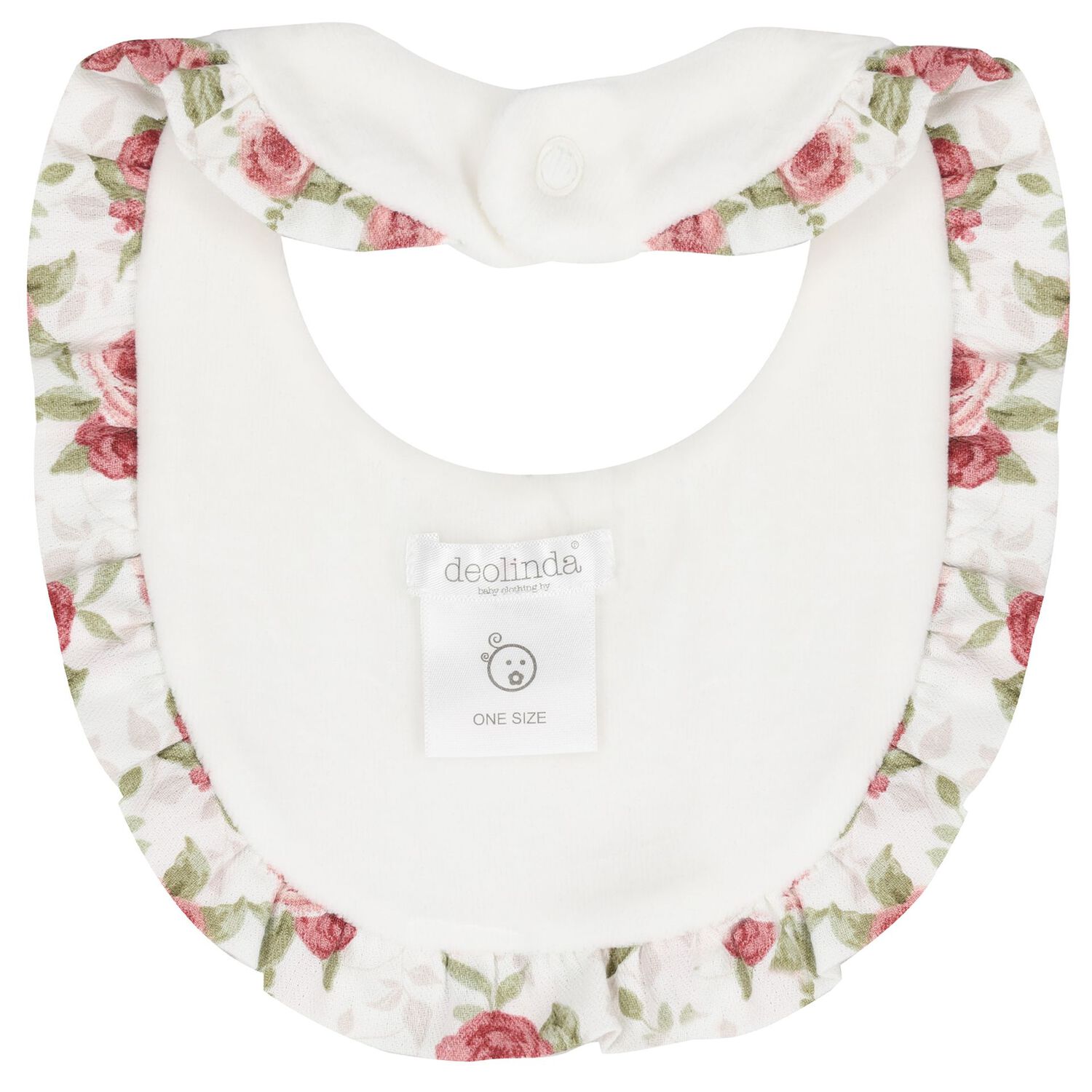 Baby Girls Ivory & Pink Floral Bib, 1, hi-res