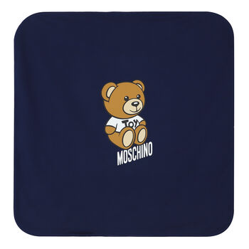 Navy Blue Teddy Bear Logo Baby Blanket