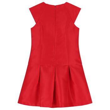 Girls Red Bow Pleated Dress