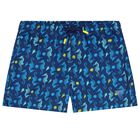 Boys Navy Blue Printed Swim Shorts, 2, hi-res