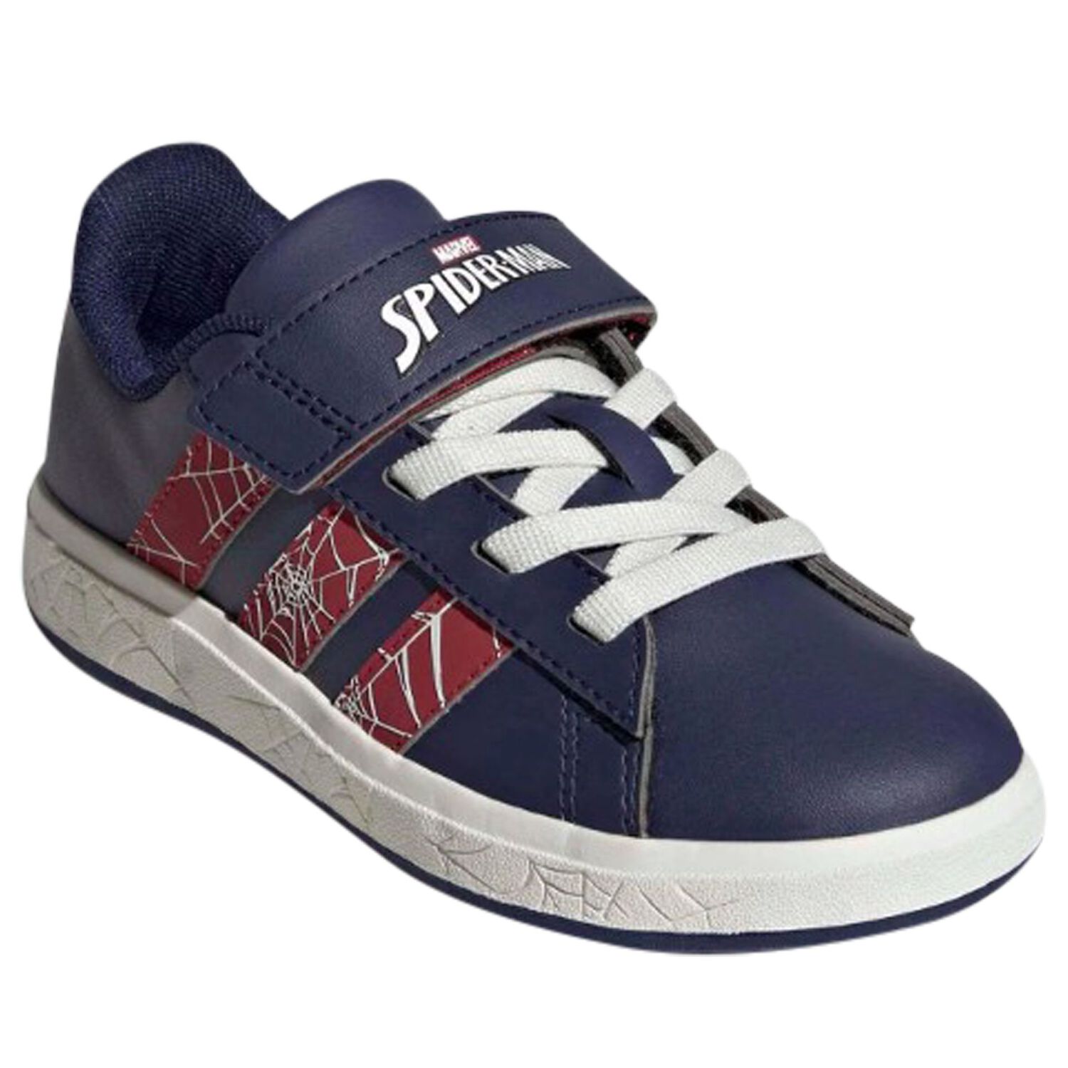 Boys Navy Blue Marvel Grand Court Trainers, 1, hi-res