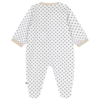 White & Beige Logo Babygrow
