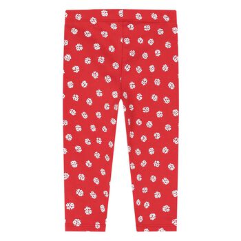 Younger Girls Red Floral Leggings