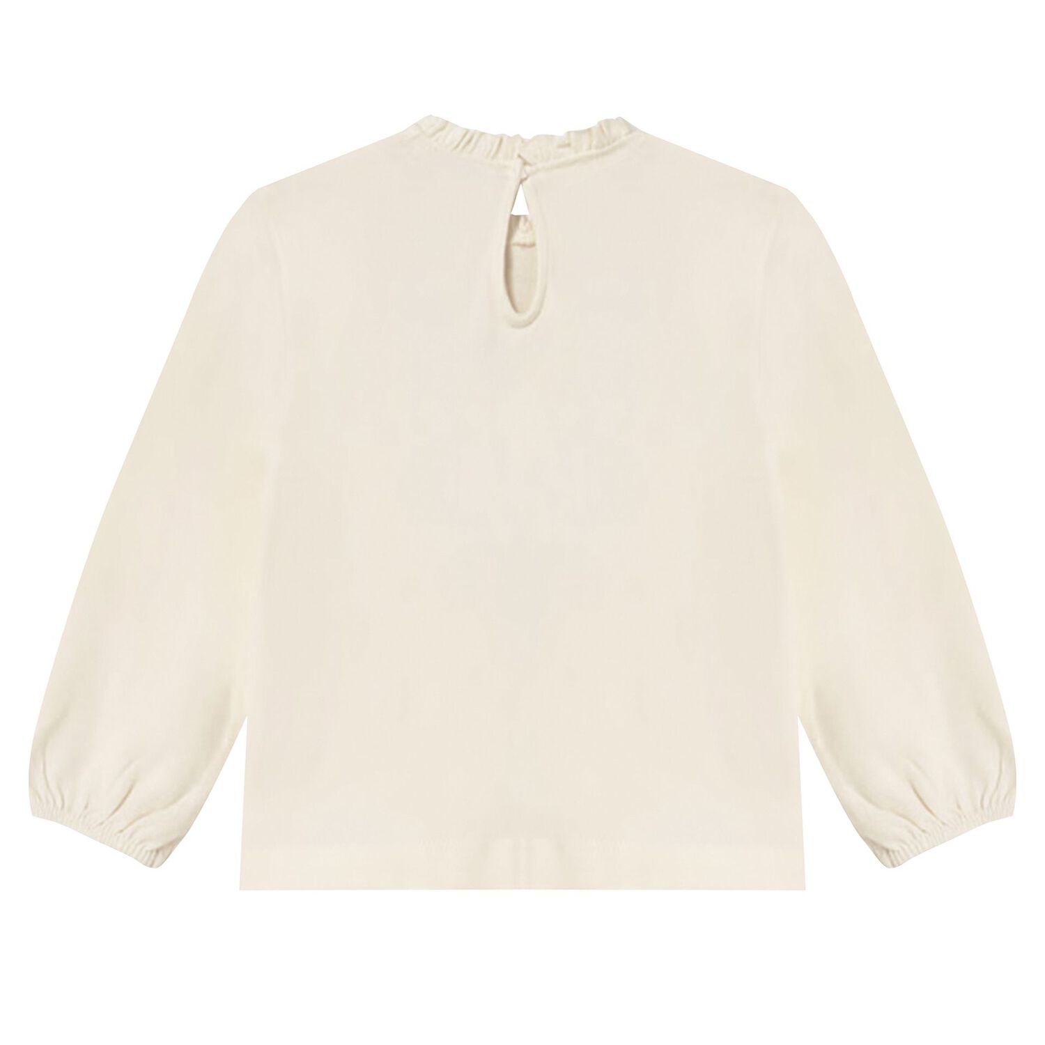 Younger Girls Ivory Long Sleeve Top, 1, hi-res