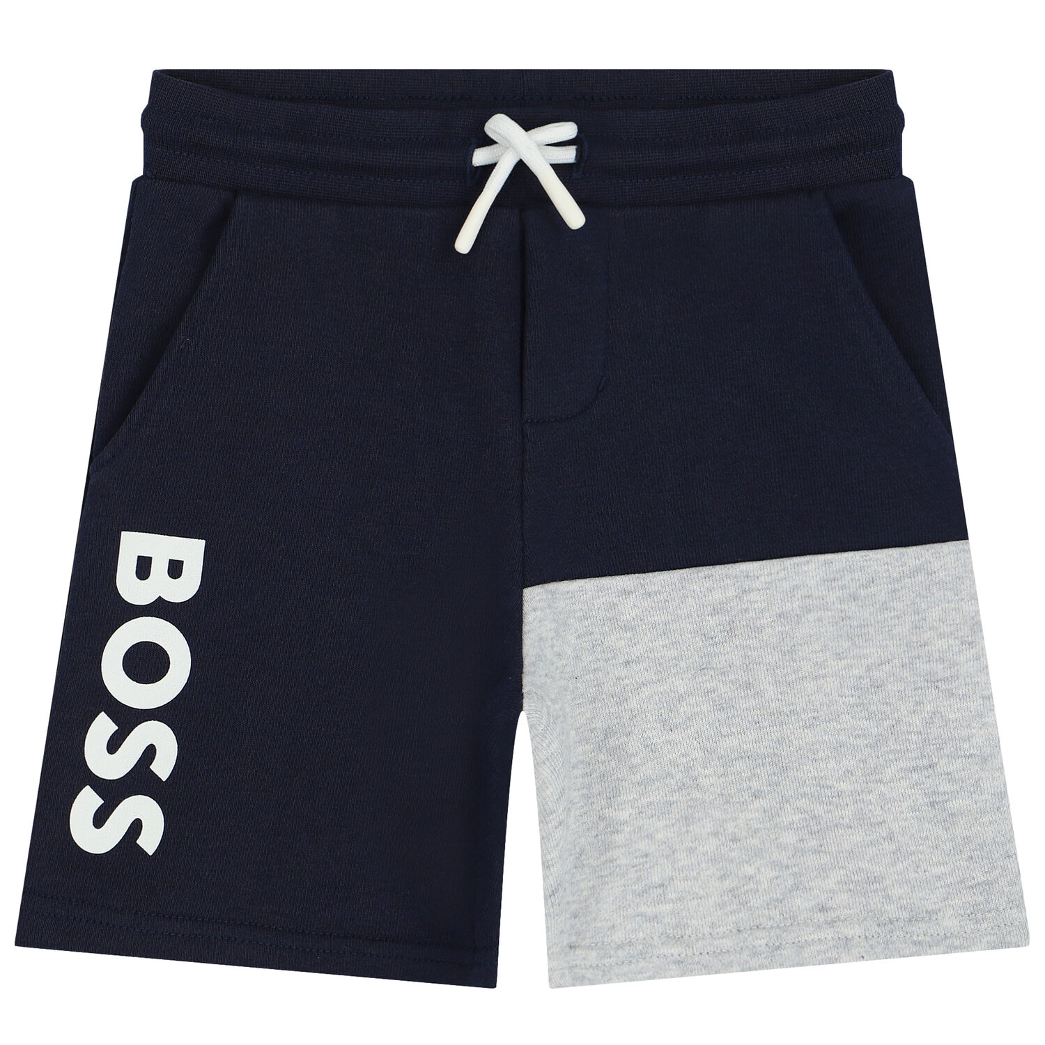 Younger Boys Navy Blue Logo Shorts, 2, hi-res
