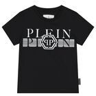 تيشيرت أولاد بالشعار باللون الأسود, 2, hi-res