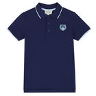 Boys Navy Logo Polo Shirt, 3, hi-res