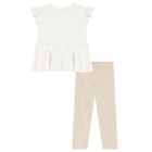 Girls White & Gold Leggings Set, 1, hi-res